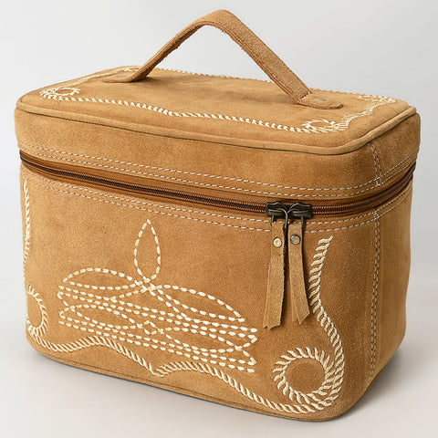American Darling Boot Stitched Genuine Suede Leather Jewelry Case