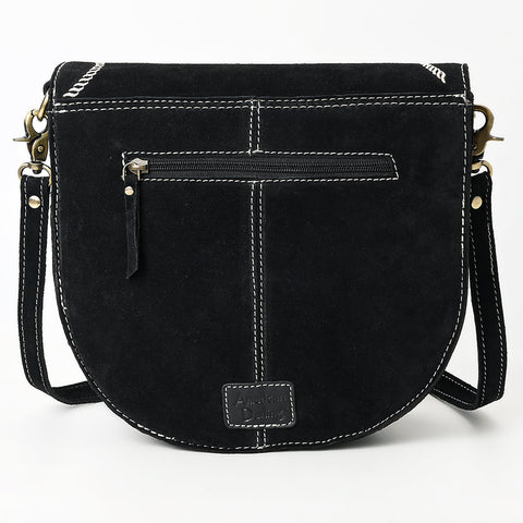 American Darling Genuine Suede Leather Cross body Bag with White Rope Embroidery
