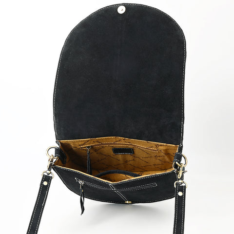 American Darling Genuine Suede Leather Cross body Bag with White Rope Embroidery