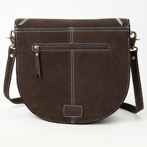 American Darling Genuine Suede Leather Cross body Bag with White Rope Embroidery