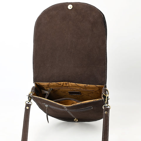 American Darling Genuine Suede Leather Cross body Bag with White Rope Embroidery