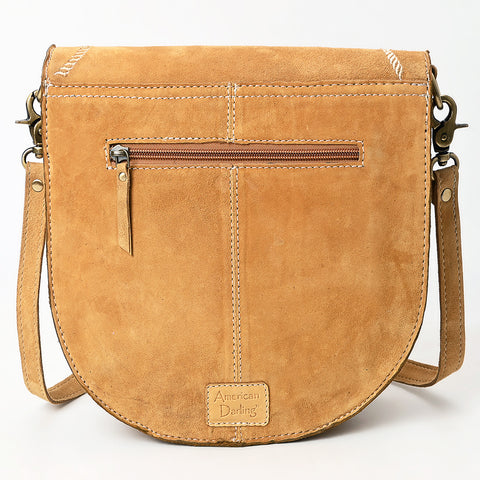 American Darling Genuine Suede Leather Cross body Bag with White Rope Embroidery