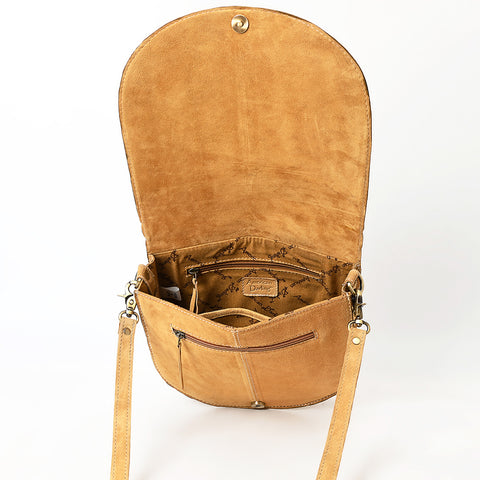 American Darling Genuine Suede Leather Cross body Bag with White Rope Embroidery