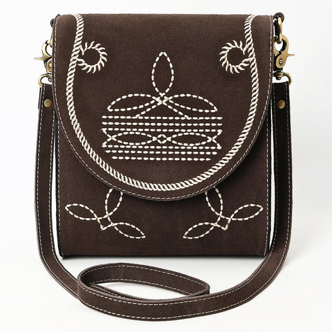 American Darling Boot Stitched Suede Genuine Leather Cross body Bag