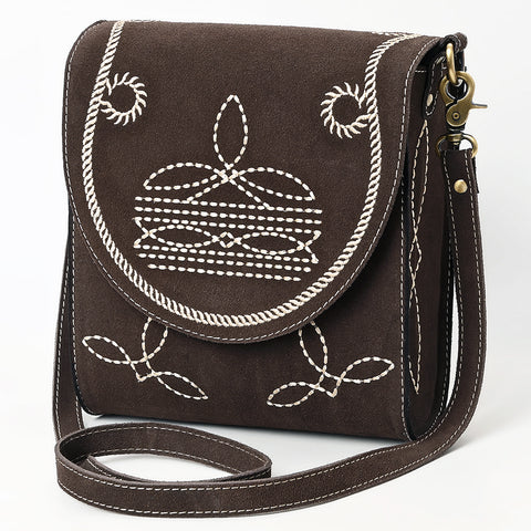 American Darling Boot Stitched Suede Genuine Leather Cross body Bag