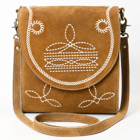 American Darling Boot Stitched Suede Genuine Leather Cross body Bag