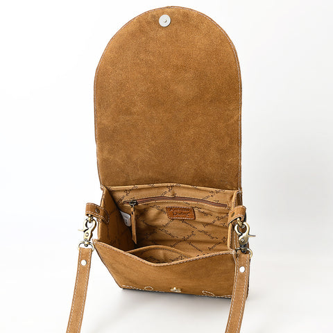American Darling Boot Stitched Suede Genuine Leather Cross body Bag