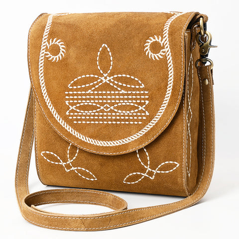 American Darling Boot Stitched Suede Genuine Leather Cross body Bag