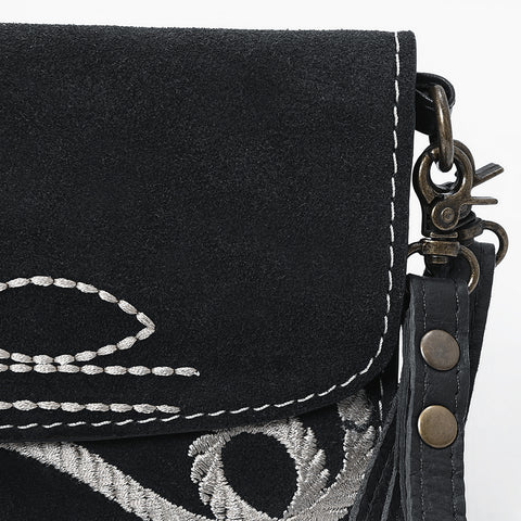 American Darling Boot Stitched Suede Genuine Leather Small Cross body Bag