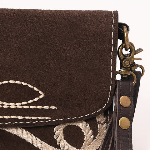 American Darling Boot Stitched Suede Genuine Leather Small Cross body Bag