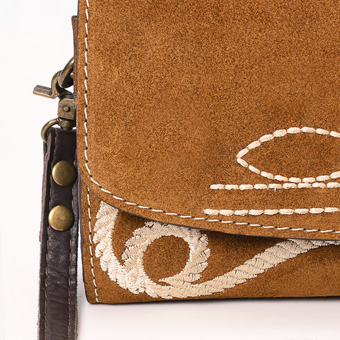 American Darling Boot Stitched Suede Genuine Leather Small Cross body Bag