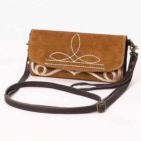 American Darling Boot Stitched Suede Genuine Leather Small Cross body Bag