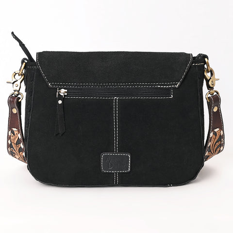 American Darling Boot Stitched Suede Leather Hand Tooled Cross body Bag