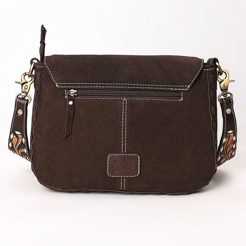 American Darling Boot Stitched Suede Leather Hand Tooled Cross body Bag