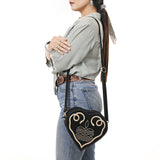 ADBGA688 Suede Heart-Shaped Crossbody Canteen Bag with Western Rope Embroidery
