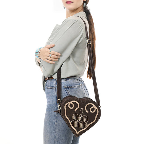 American Darling Heart Shaped Black Suede Leather Canteen Bag