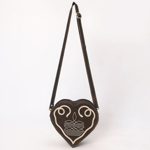 American Darling Heart Shaped Black Suede Leather Canteen Bag