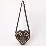 ADBGA688 Suede Heart-Shaped Crossbody Canteen Bag with Western Rope Embroidery