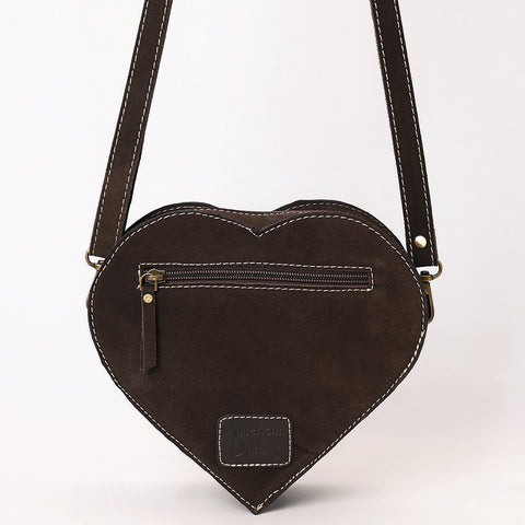 American Darling Heart Shaped Black Suede Leather Canteen Bag