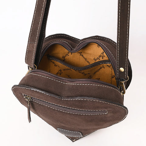 American Darling Heart Shaped Black Suede Leather Canteen Bag