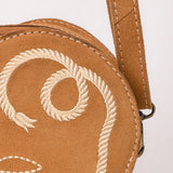 ADBGA688 Suede Heart-Shaped Crossbody Canteen Bag with Western Rope Embroidery