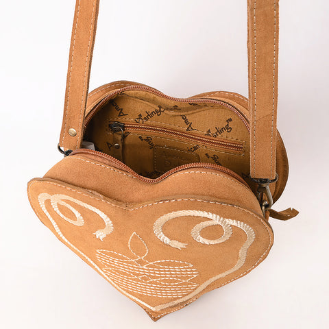 American Darling Heart Shaped Black Suede Leather Canteen Bag