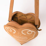 ADBGA688 Suede Heart-Shaped Crossbody Canteen Bag with Western Rope Embroidery