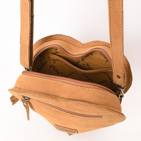 American Darling Heart Shaped Black Suede Leather Canteen Bag
