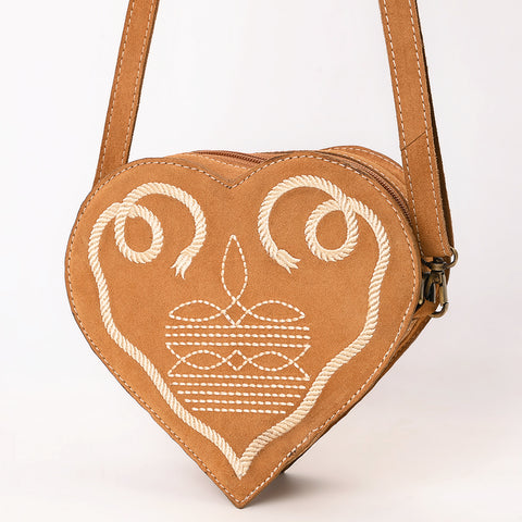 American Darling Heart Shaped Black Suede Leather Canteen Bag