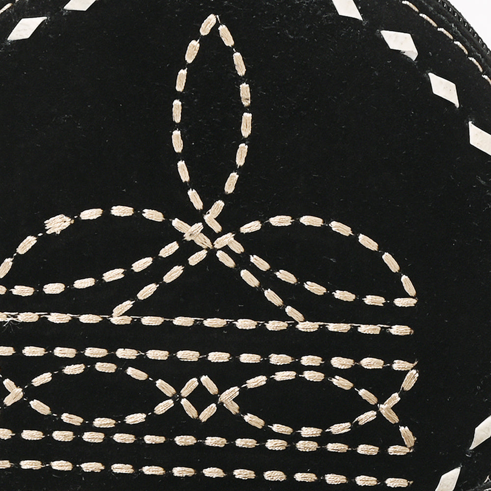 ADBGA689 Round Western Wristlet Bag with Rope Stitch Embroidery