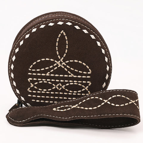 American Darling Heart Shaped Black Genuine Suede Leather Canteen Bag