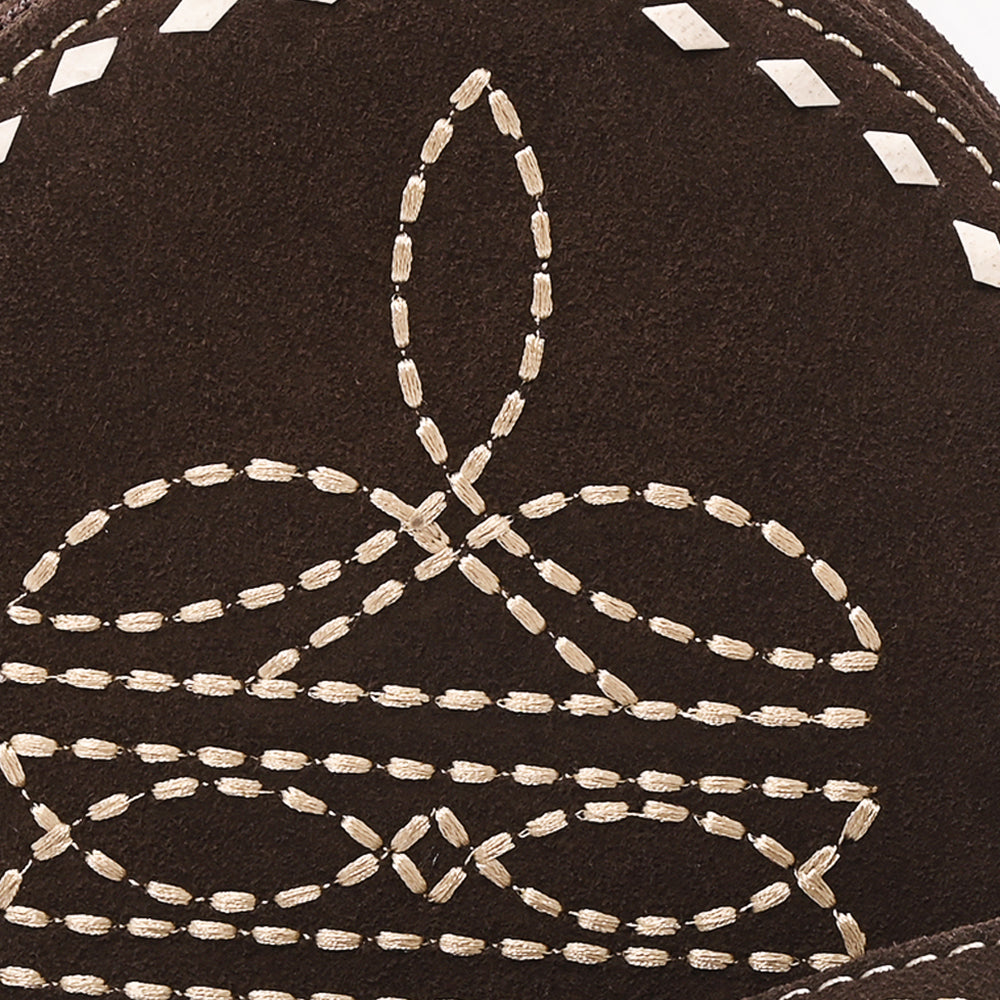 ADBGA689 Round Western Wristlet Bag with Rope Stitch Embroidery