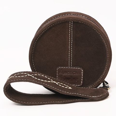American Darling Heart Shaped Black Genuine Suede Leather Canteen Bag