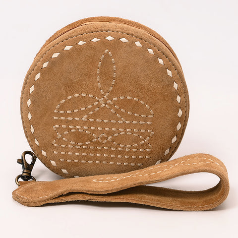American Darling Heart Shaped Black Genuine Suede Leather Canteen Bag