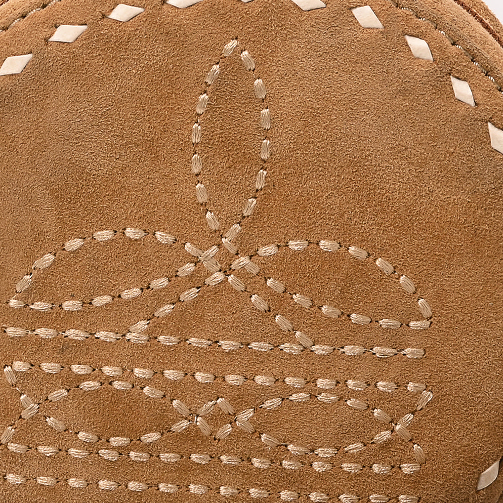 ADBGA689 Round Western Wristlet Bag with Rope Stitch Embroidery