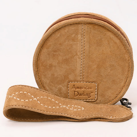 American Darling Heart Shaped Black Genuine Suede Leather Canteen Bag
