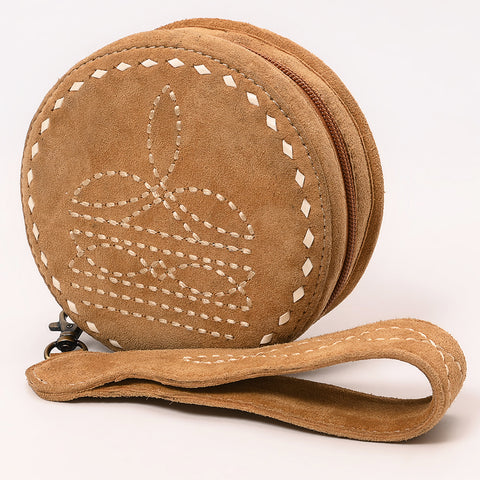 American Darling Heart Shaped Black Genuine Suede Leather Canteen Bag