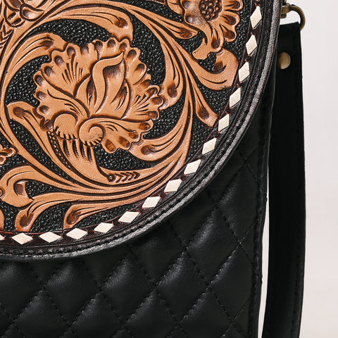 American Darling Tooled Floral Quilted Leather Cross body Bag