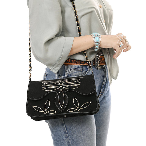 American Darling Boot Stitched Genuine Suede Leather Small Cross body Bag
