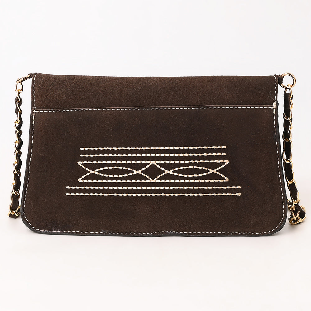ADBGA692 Western Clutch Crossbody Bag with Cream Embroidery & Chain Strap