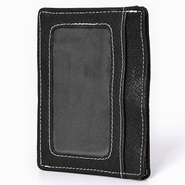 ADCCM108A Black Leather Vertical ID Card Holder - Sleek & Functional