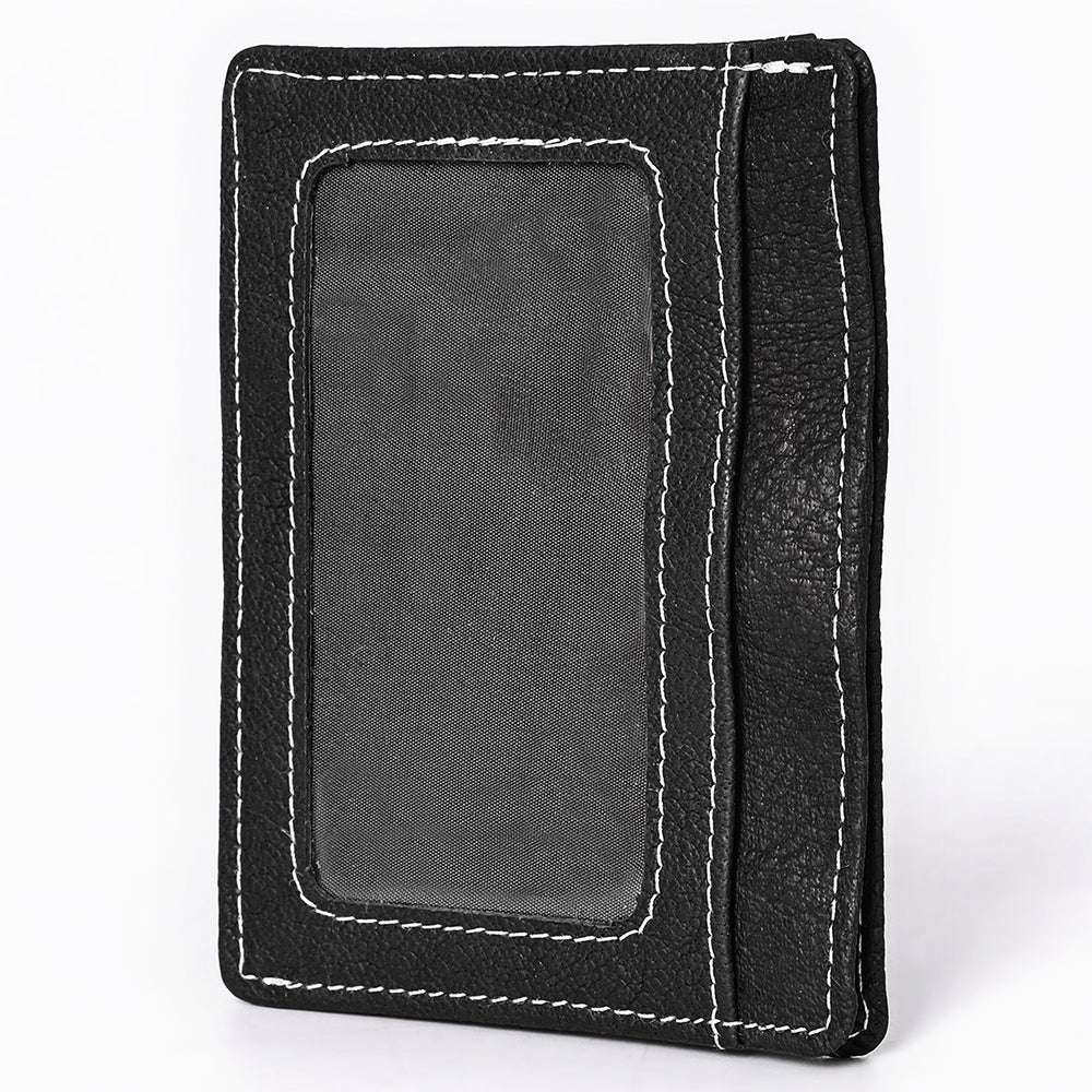 ADCCM108A Black Leather Vertical ID Card Holder - Sleek & Functional