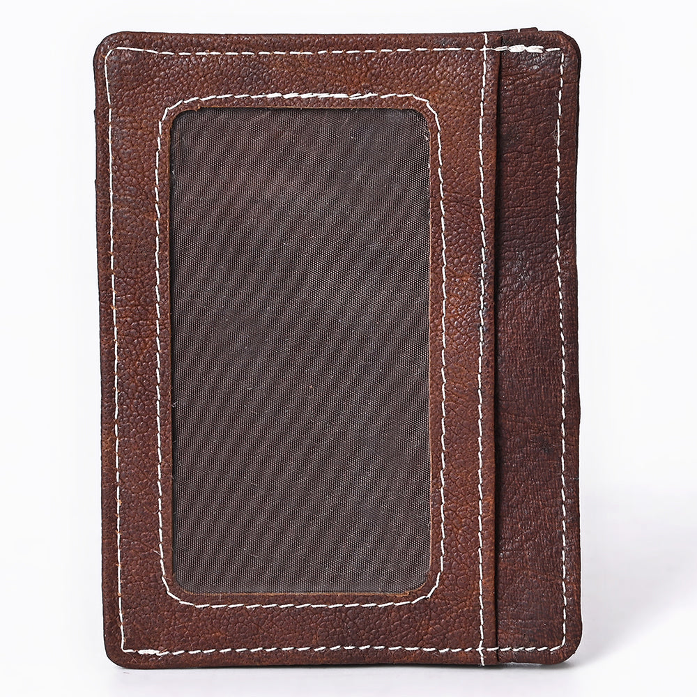 ADCCM108B Brown Leather Vertical ID Card Holder - Sleek & Functional