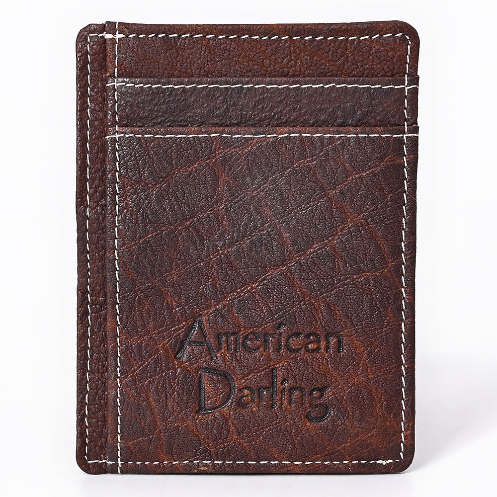ADCCM108B Brown Leather Vertical ID Card Holder - Sleek & Functional