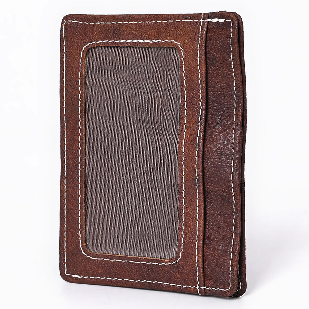ADCCM108B Brown Leather Vertical ID Card Holder - Sleek & Functional