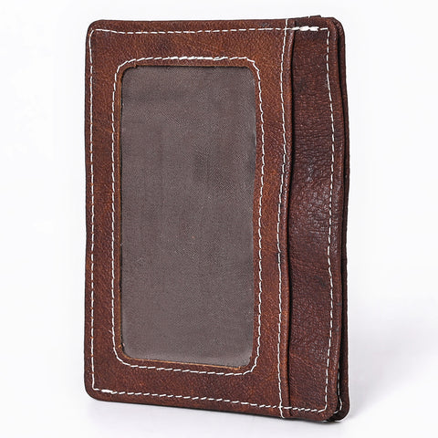 ADCCM108B Brown Leather Vertical ID Card Holder - Sleek & Functional