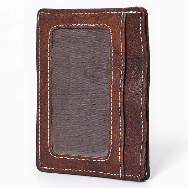 ADCCM108B Brown Leather Vertical ID Card Holder - Sleek & Functional