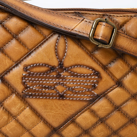 ADBGM537 Quilted Tan Leather Crossbody Bag - Western Stitch Small Rodeo Purse