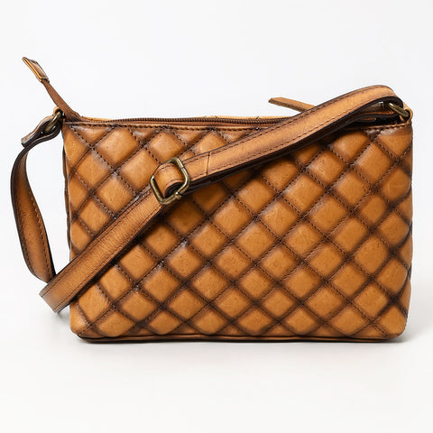 ADBGM537 Quilted Tan Leather Crossbody Bag - Western Stitch Small Rodeo Purse