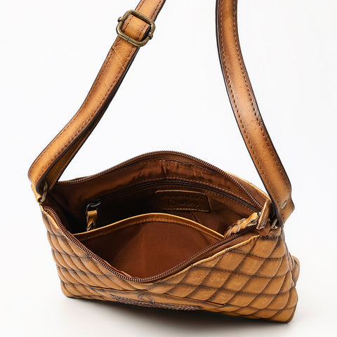 ADBGM537 Quilted Tan Leather Crossbody Bag - Western Stitch Small Rodeo Purse